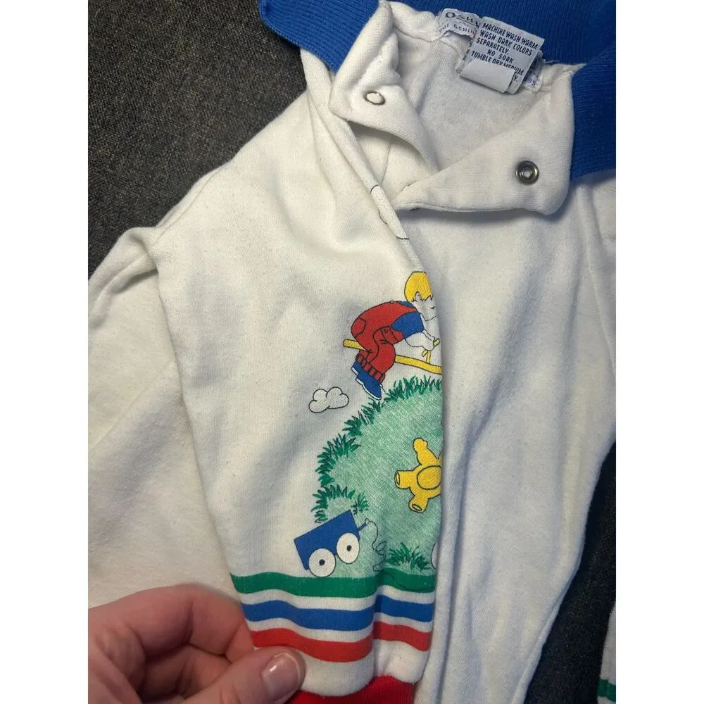 VTG OshKosh B'Gosh Baby Polo Shirt 18 Months Long Sleeve 90s Playground Dog USA